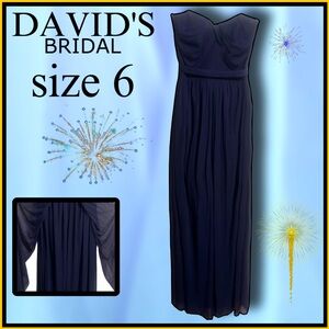DAVIDS BRIDAL strapless navy PROM GOWN size 6